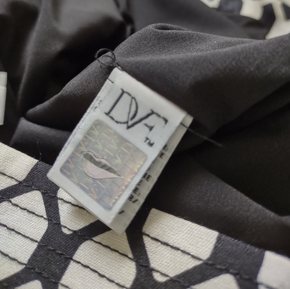 Diane Von Furstenberg runway dress corset goldtone buttons black white diamond - Picture 10 of 13